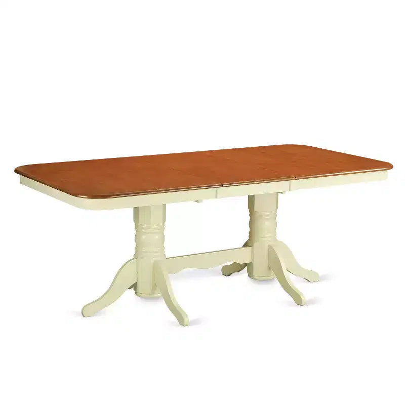HomeStock 7-Piece Buttermilk and Cherry Finish Solid Wood Top Dining Table with 6 Chairs
