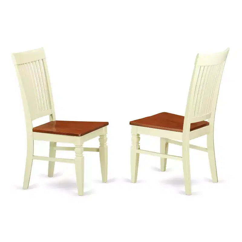 Tavolo da pranzo HomeStock in 7 pezzi con ripiano in legno massiccio finitura Panna e Ciliegio con 6 sedie