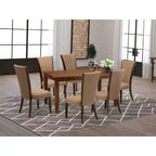 HomeStock 7-Piece Mahogany Finish Solid Wood Top Dining Table with 6 Chairs
