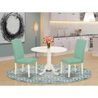 Set da Cucina Rotondo 3 Pezzi, Tavolo da 42 Pollici con Ante a Scomparsa e 2 Sedie Parsons - Set da Pranzo Moderno
