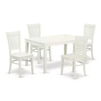 5 Piece Dinette Set - Wood Dining Table & Chairs - Linen White Cottage Style
