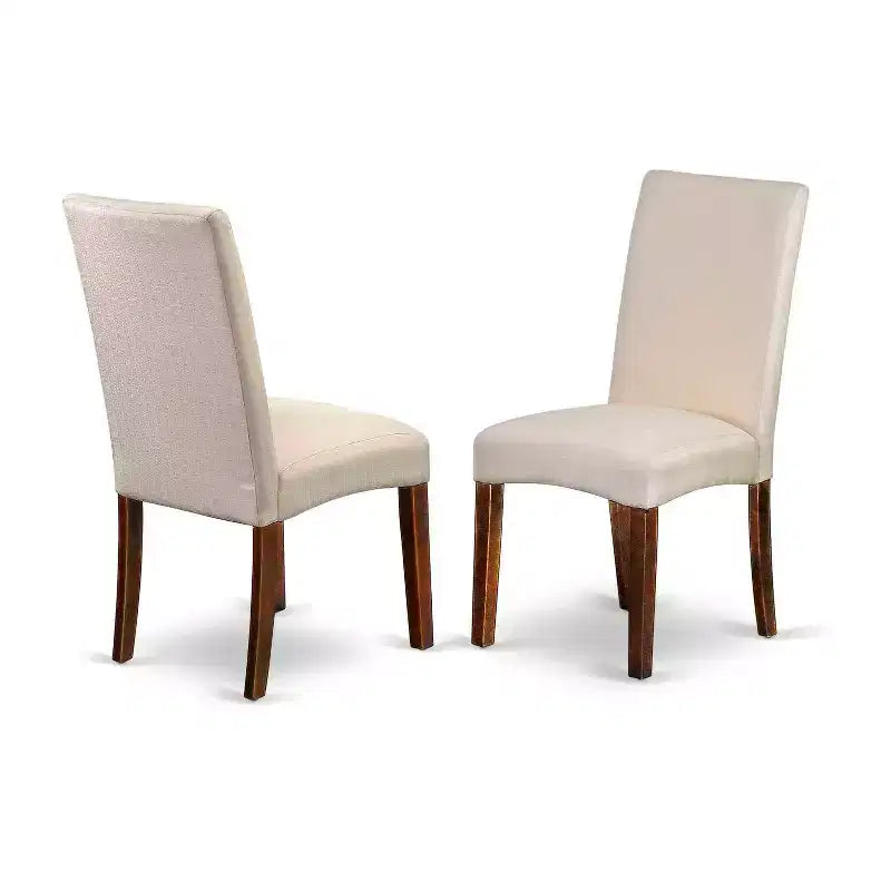 Set tavolo da pranzo rotondo da 36 pollici - Set 3 pezzi tavolo e sedie stile coastal craftsman - Tessuto in lino color crema