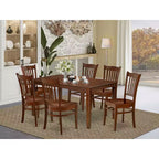 Set da pranzo con tavolo rettangolare in 7 pezzi, tavolo da 60 pollici con 6 sedie da cucina in legno