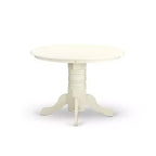 Set tavolo da pranzo rotondo 3 pz - Tavolo da 42 pollici e 2 sedie Parsons - Gambe bianco lino - Tessuto beige chiaro