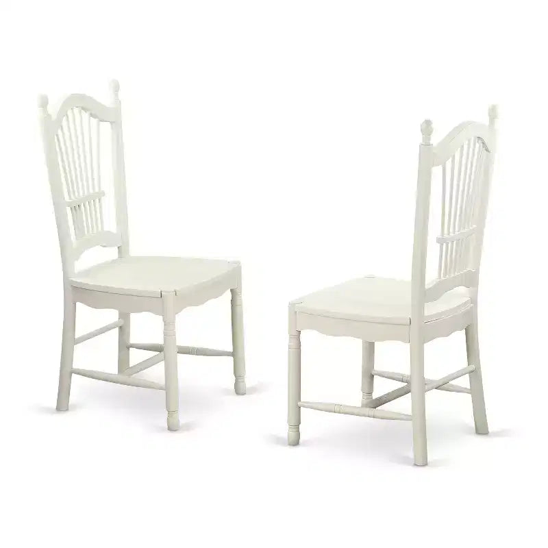 Set da pranzo moderno 5 pezzi - Tavolo rotondo e 4 sedie - Set cucina lino bianco
