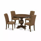 HomeStock 3-Piece Distressed Jacobean Finish Solid Wood Top Dining Table with 2 Chairs