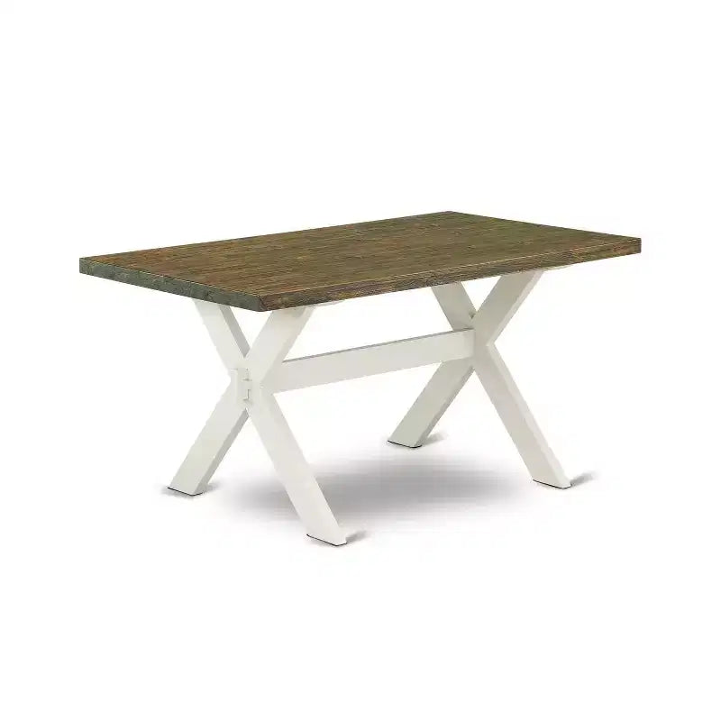 Tavolo da pranzo 6 posti in legno massello finitura rovere naturale con 1 panca e 4 sedie con
