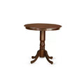 Counter Height Dining Set - 3 Piece Table & Chair Set - Round Pedestal Table - Mahogany Finish