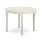 Kitchen Table Set 3pc Round Dining Table & Chairs Linen White Faux Leather