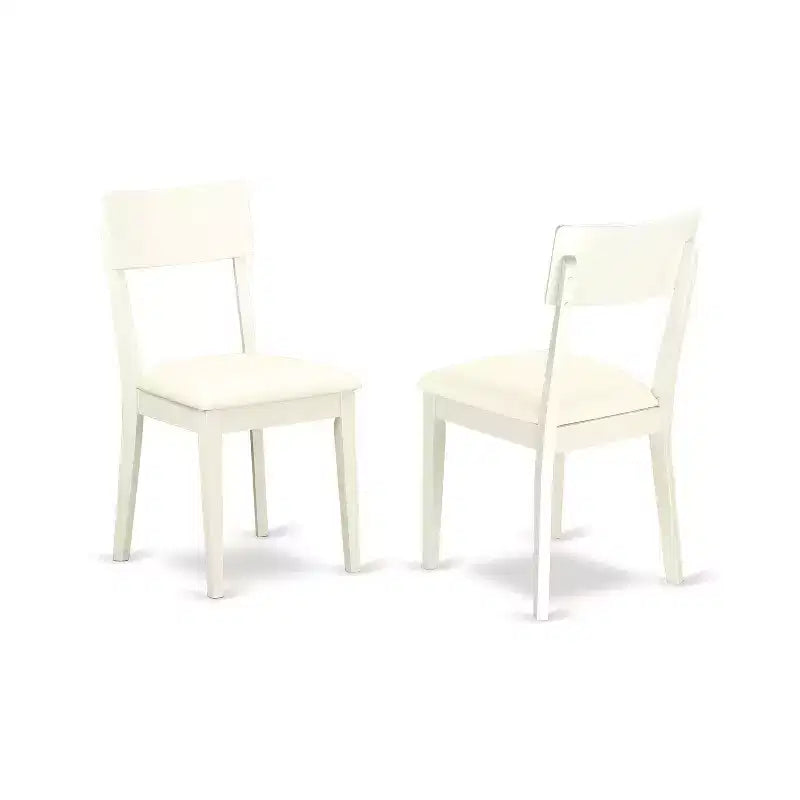 Set Tavolo da Cucina 3pz Rotondo con Sedie Ecopelle Bianca Lino
