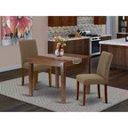 Set Tavolo da Cucina Bohémien - Tavolo Quadrato da 91 cm con 2 Sedie Parsons - Tessuto di Lino Color Caffè