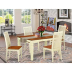 HomeStock Tavolo da Pranzo 5 Pezzi con Piano in Legno Massello Finitura Color Latticello e Ciliegio e 4 Sedie