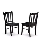 HomeStock 5-Piece Black Finish Solid Wood Top Dining table with 4 Chairs with Slat Back