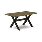 HomeStock Tavolo da pranzo rettangolare a 6 pezzi in legno massello con finitura Jacobean anticata, con 1 panca e 4 sedie