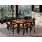 HomeStock tavolo da pranzo da 9 pezzi con piano quadrato in legno massello con finitura nera e color ciliegia e 8 sedie