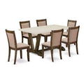 HomeStock 7-Piece Distressed Jacobean Finish Solid Wood Top Dining Table with 6-Chairs