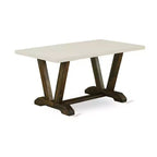Tavolo da pranzo in legno massiccio HomeStock 7 pezzi con finitura Jacobean anticata e 6 sedie
