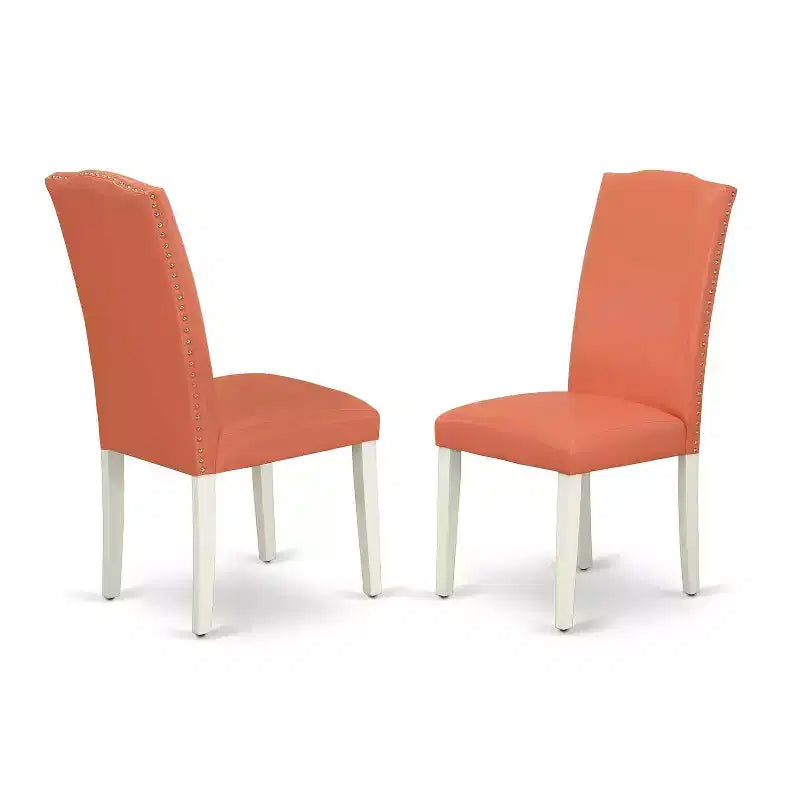Set Tavolo da Cucina 5 Pezzi Tavolo Rettangolare con Sedie - Set da Pranzo 42/60 Pollici Gambe Bianco Lino Rosa Fenicottero