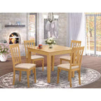 Set da pranzo da cucina per 4 persone - Set tavolo e sedie da 5 pezzi - Sedie in tessuto di lino - Finitura rovere 36x36 pollici