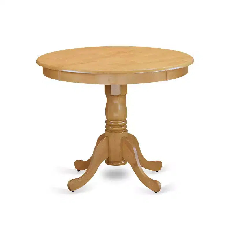 Set da pranzo rotondo medievale - Set da 3 pezzi tavolo e sedie - Finitura rovere - Tessuto in lino kaki scuro - Pranzo accogliente