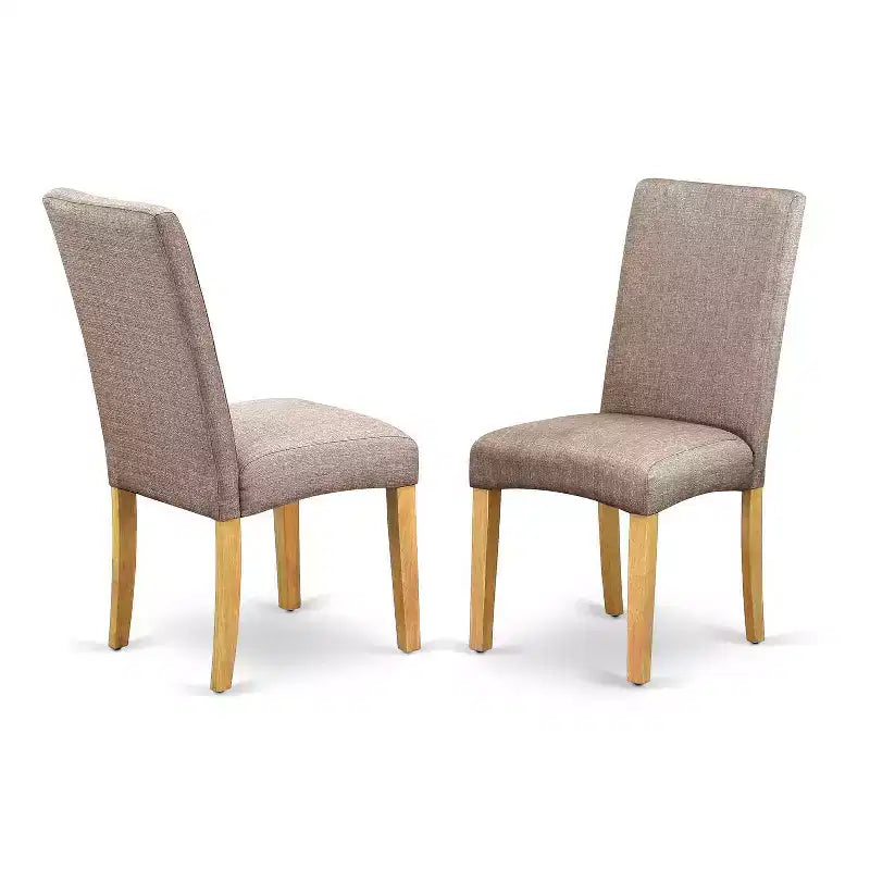 Set da pranzo rotondo medievale - Set da 3 pezzi tavolo e sedie - Finitura rovere - Tessuto in lino kaki scuro - Pranzo accogliente