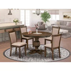 HomeStock Set da Pranzo da 3 Pezzi con Tavolo con Piano in Legno Massello Finitura Jacobean Invecchiato e 2 Sedie Imbottite