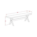 Table à manger rectangulaire HomeStock 3 pièces, plateau en bois massif finition jacobéenne patinée, avec 2 bancs