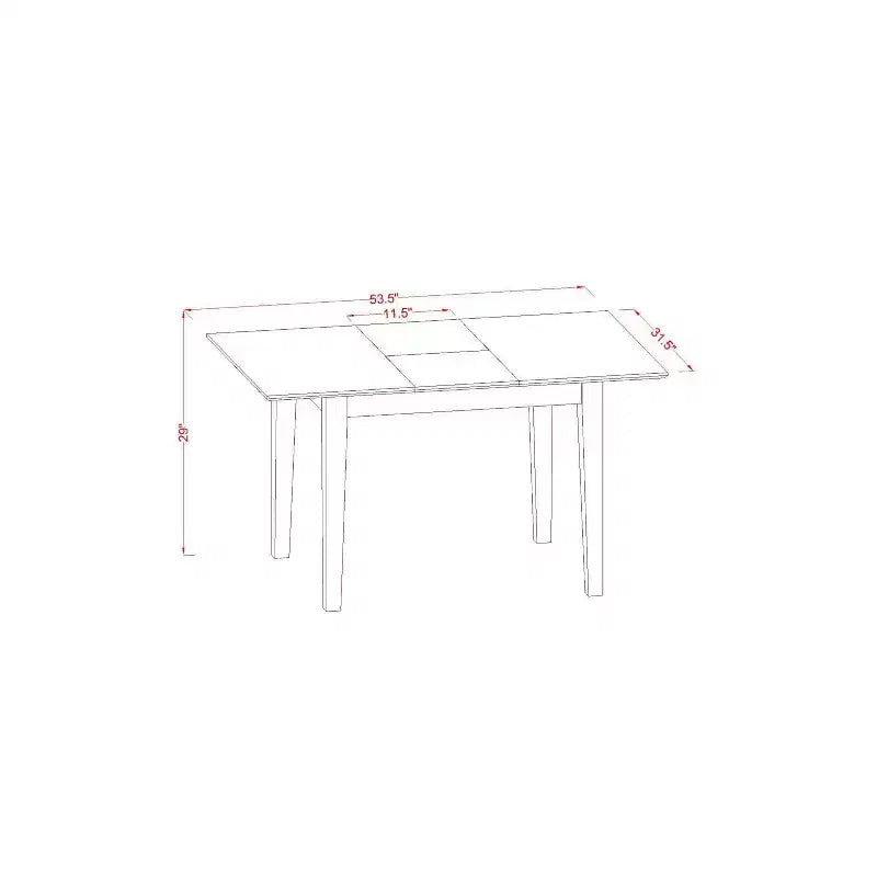 Set da pranzo vintage 5 pezzi: tavolo rettangolare e 4 sedie - Tessuto in lino crema - Gambe in mogano - Tavolo 42 con prolunga