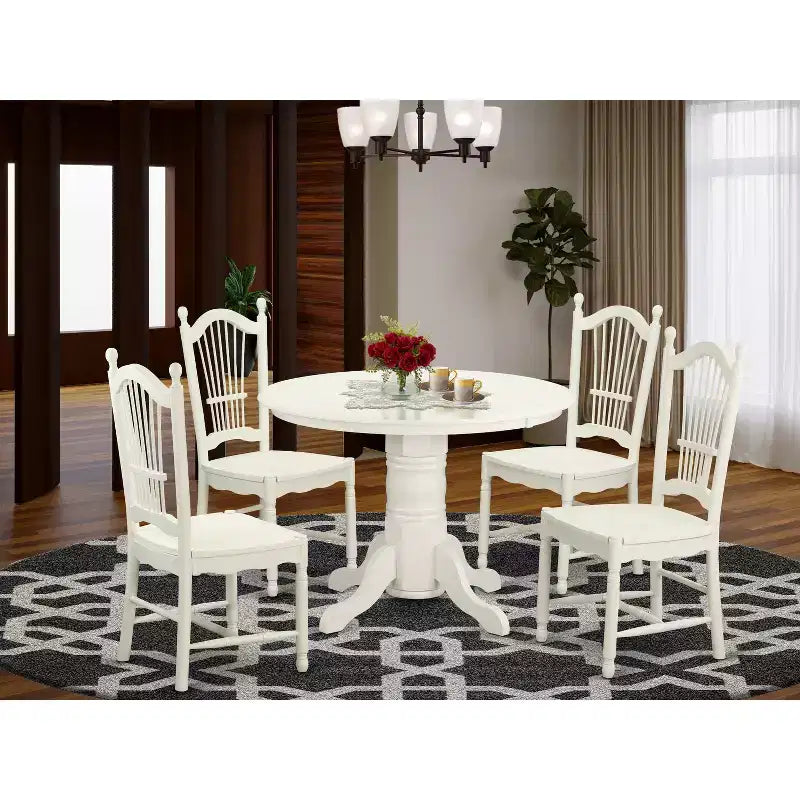 Set da pranzo rotondo - 5 pezzi Tavolo e sedie da cucina - Sala da pranzo per piccoli spazi