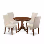 HomeStock 5-Piece Mahogany Finish Solid Wood Top Dining table with 4-Chairs