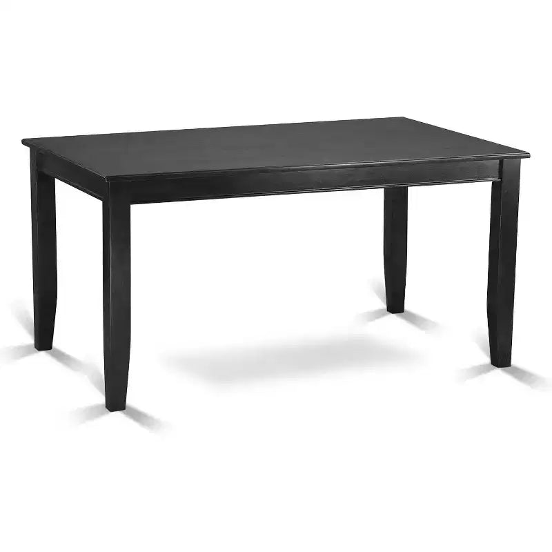 HomeStock Set da pranzo 6 pezzi, tavolo rettangolare con piano in legno massello e finitura nera, 1 panca, 4 sedie