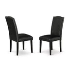 Set da pranzo 3 pezzi tavolo rotondo e 2 sedie Parsons - Similpelle PU Nera - Tavolo 42