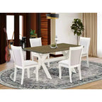 HomeStock Set da pranzo 5 pezzi con tavolo e 4 sedie, finitura lino bianco spazzolato con piano in legno massello