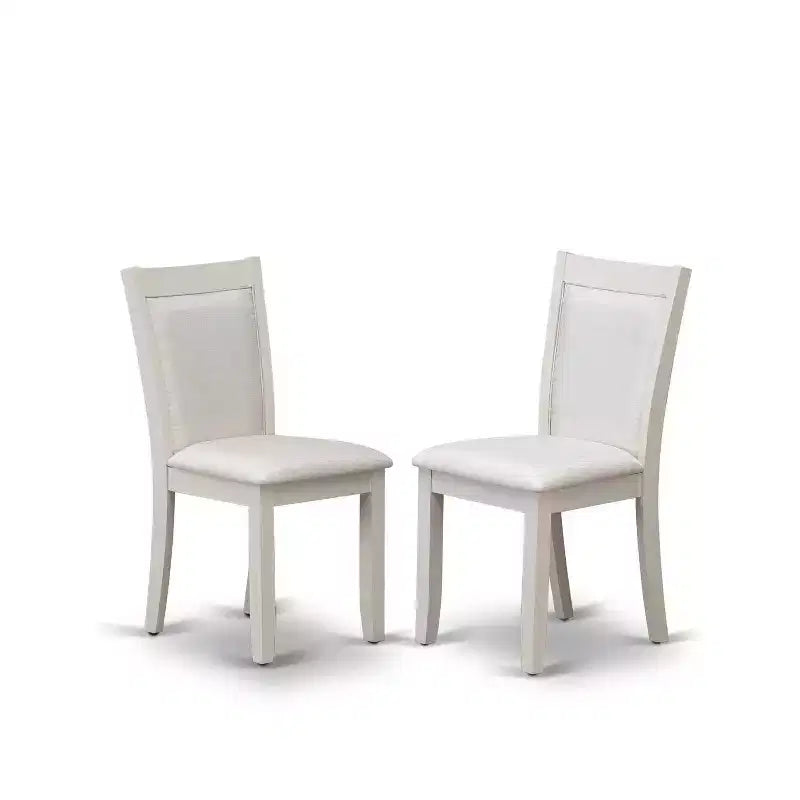HomeStock Set da pranzo 5 pezzi con tavolo e 4 sedie, finitura lino bianco spazzolato con piano in legno massello