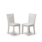 HomeStock Set da pranzo 5 pezzi con tavolo e 4 sedie, finitura lino bianco spazzolato con piano in legno massello