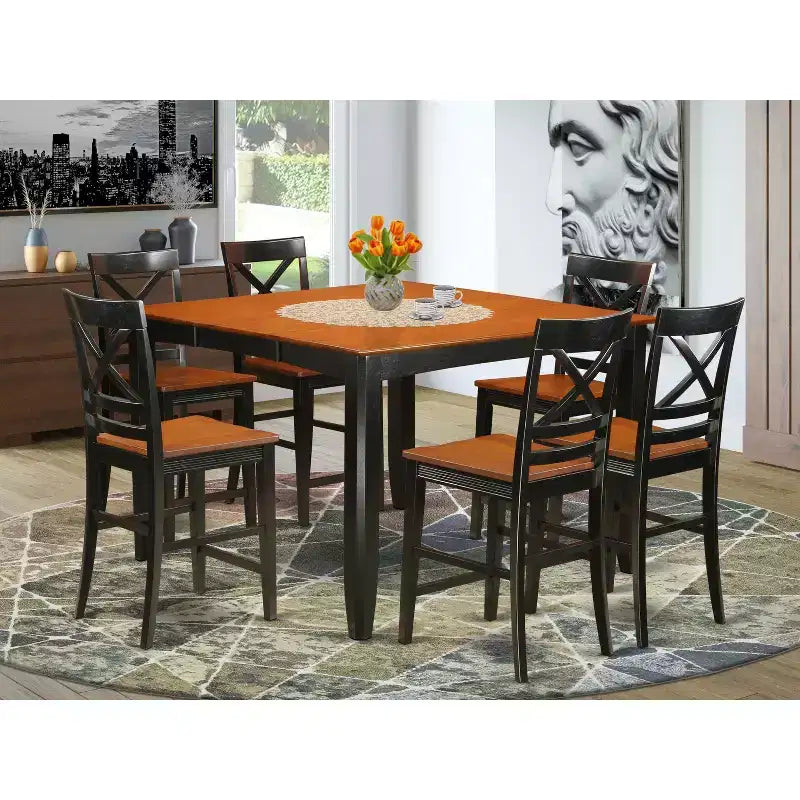 Set da Pranzo Altezza Bancone - Set Tavolo e Sedie da 9 Pezzi - Mobili Moderni Altezza Bar