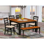 Set da pranzo mediterraneo - Tavolo da cucina con 4 sedie e panca - Set da pranzo in legno massello