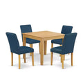 5Pc Square Dining Set - 36 Inch Table & 4 Parson Chairs - Oak Legs, PU Leather Oasis Color