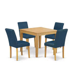 5Pc Square Dining Set - 36 Inch Table & 4 Parson Chairs - Oak Legs, PU Leather Oasis Color
