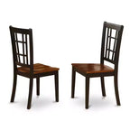 Tavolo da pranzo rotondo con piano in legno massello con finitura nera a 5 pezzi con 4 sedie con