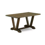 HomeStock Tavolo da pranzo rettangolare a 5 pezzi in legno massello con finitura anticata Jacobean e 4 sedie imbottite