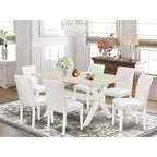 HomeStock Set Tavolo da Pranzo 7 Pezzi in Legno Massello con Finitura Rovere Naturale e 6 Sedie
