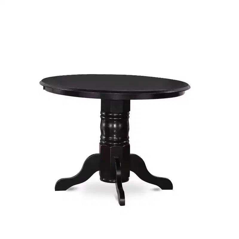 Tavolo da pranzo HomeStock a 5 pezzi, con ripiano in legno massello e finitura nera, e 4 sedie