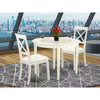 Set Tavolo e Sedie per Cucina Piccola - Tavolo da Pranzo e Sedie 3 Pezzi - Design Neoclassico - Finitura Bianco Lino