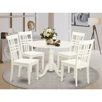 Set da Tavolo Rotondo da Cucina - Tavolo e Sedie 5 Pezzi - Finitura Bianco Lino - Sala da Pranzo per Piccoli Spazi