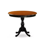 HomeStock Set da pranzo 5 pezzi con tavolo in legno massello con finitura nera e ciliegio e 4 sedie con schienale a doghe