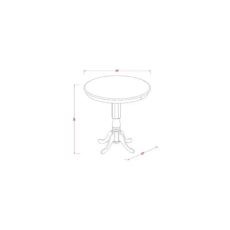 Set 3 pezzi da pranzo per cucina, tavolo e sedie – Tavolo rotondo con piedistallo e 4 sedie