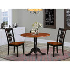 Round Dining Table Set - 3 Piece Kitchen Table with Chairs, 42 Inch, Black Cherry Finish
