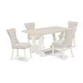 HomeStock 5-Piece Rectangle Natural Oak Finish Solid Wood Top Dining Table with 4 Parson Chair