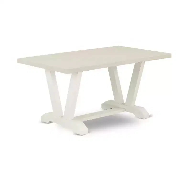 HomeStock Tavolo da pranzo rettangolare a 5 pezzi in rovere naturale con piano in legno massello e 4 sedie Parson